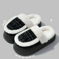 thumbnail image 6 of Xfvqtps Womens Plush Slippers Fluffy Plush Plaid Thick Bottom Fashion Memory Foam Non Slip Warm Cotton Shoes Thermal Slippers Soft and Comfortable Furry Fleece Lined Home Bedroom Slippers Black, 6 of 9