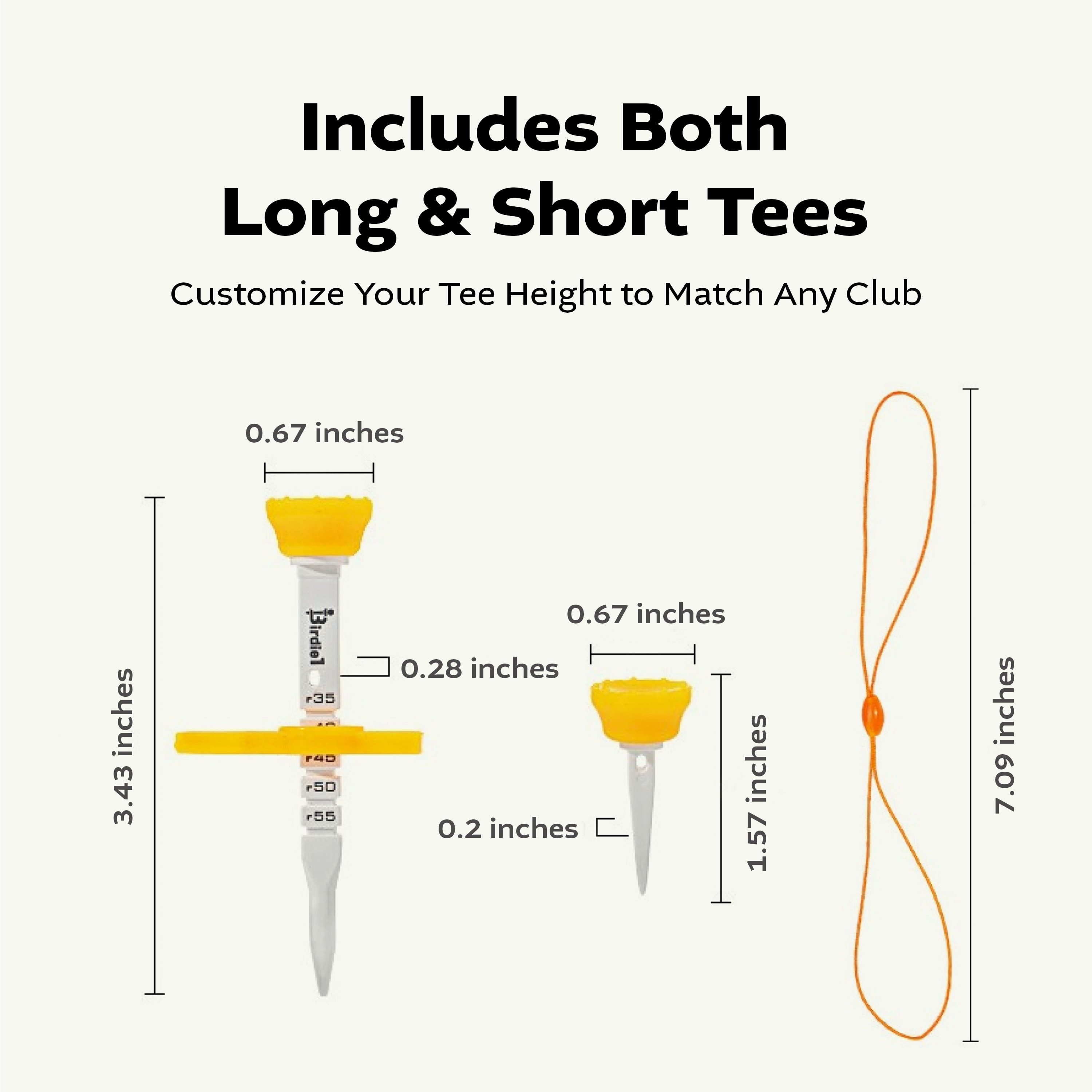 Birdie1 Smart Golf Tees (Long Tees+Short Tees) 4P (Yellow+Green+Blue+Orange), Gift Set