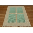 thumbnail image 1 of Casavani Handwoven Green Cotton Dhurrie Living Dining Room Carpets Geometric Area Rug 2x3 feet, 1 of 6