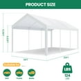 thumbnail image 5 of COBIZI Outdoor Metal Carport, 10' x 20' Heavy Duty Garage Car Shelter Shade, Carport Canopy with Powder-Coated Steel Frame for Outdoor Party, Birthday, Upgraded White, 5 of 8