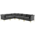 thumbnail image 1 of Sectional Sofa Set, Velvet, Grey Gray, Modern Contemporary Urban Design, Living Lounge Room Hotel Lobby Hospitality, 1 of 9