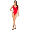 thumbnail image 2 of YELETE Women's V-Neck Basic Tank Top Bodysuit, Red, 2 of 4