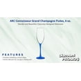 thumbnail image 2 of 10 ARC Connoisseur Grand Champagne Flutes Set, 8 oz. - Durable, Sleek, Color Bottom, Barware - Blue, 2 of 5