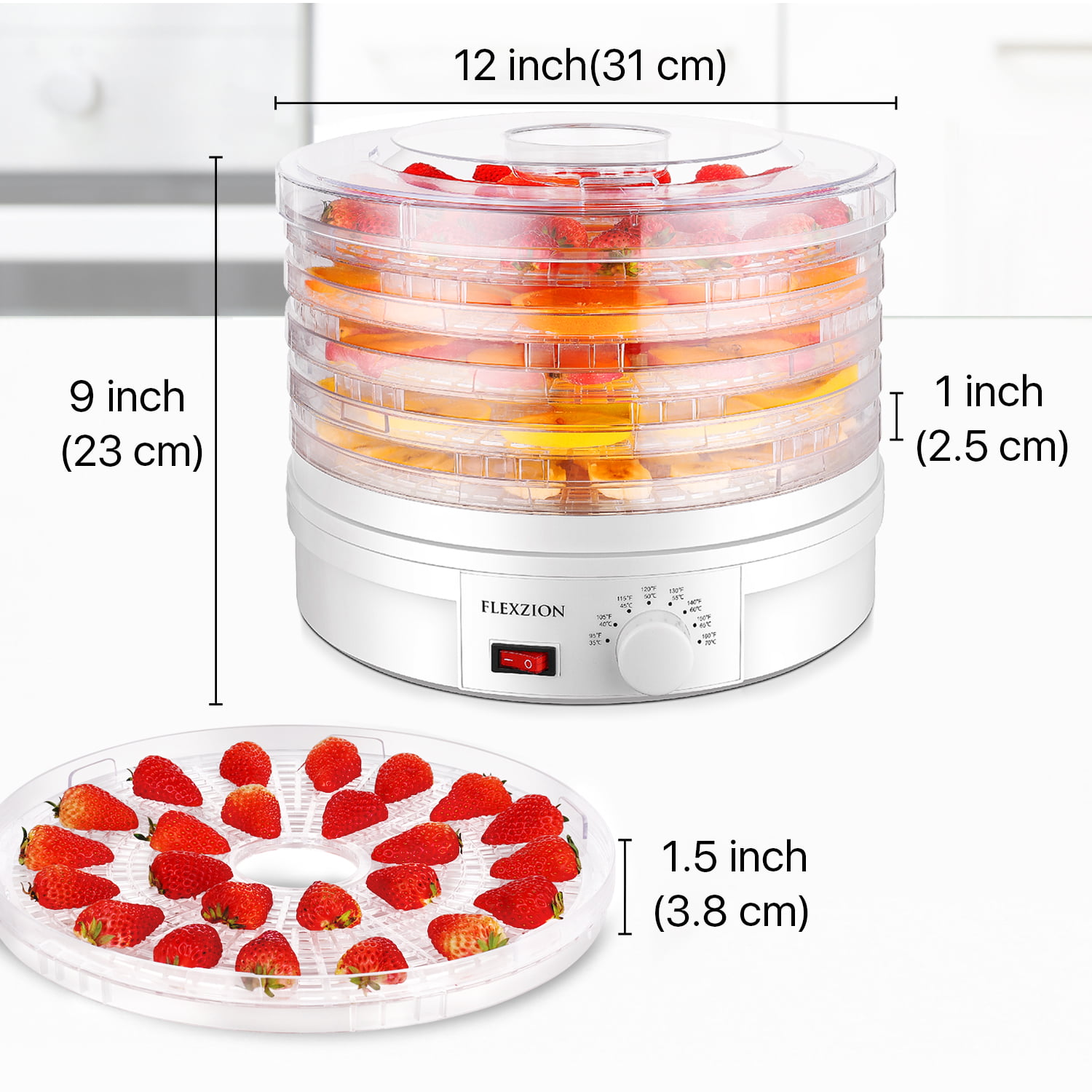 OVENTE 5-Stackable Clear Trays Grey Food Dehydrator Machine with Drying  Space 240W Electric Preserver and Dryer DF215GY - The Home Depot