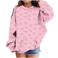 thumbnail image 1 of Zwiiyzr 2025 4-14 Ans Sweat à Capuche Oversize pour Filles Manches Longues T-Shirt Rayé Imprimé Col Rond Rose, 1 of 3