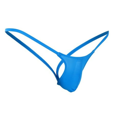 

WGOUP Open Back Mens Underpants Low Briefs G-string Thong Underwear Blue(Buy 2 Get 1 Free)