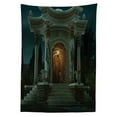 thumbnail image 3 of Ambesonne Gothic Tablecloth Rectangular Table Cover, Roman Pavilion Mystic, 60"x84", Petrol Blue and Orange, 3 of 4