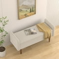 thumbnail image 3 of Tcbosik Bench for Bedroom, 46 inch Ottoman with Storage, Upholstered Teddy Velvet Fabric Footrest for Living Room, Hallway, Beige, 3 of 8