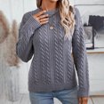 thumbnail image 2 of Sevevn Womens Long Sleeve Cable Knit Sweater Jumper Crewneck Pullover Soft Dressy Casual Tops Cute 2025 Fall Trendy Outfits, 2 of 5