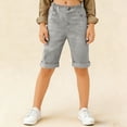 thumbnail image 4 of BRGZLK Girls' High-Waisted Solid Rolled-Cuff Half Pants Multi-Color Lightweight Linen Casual Trousers, 4 of 7