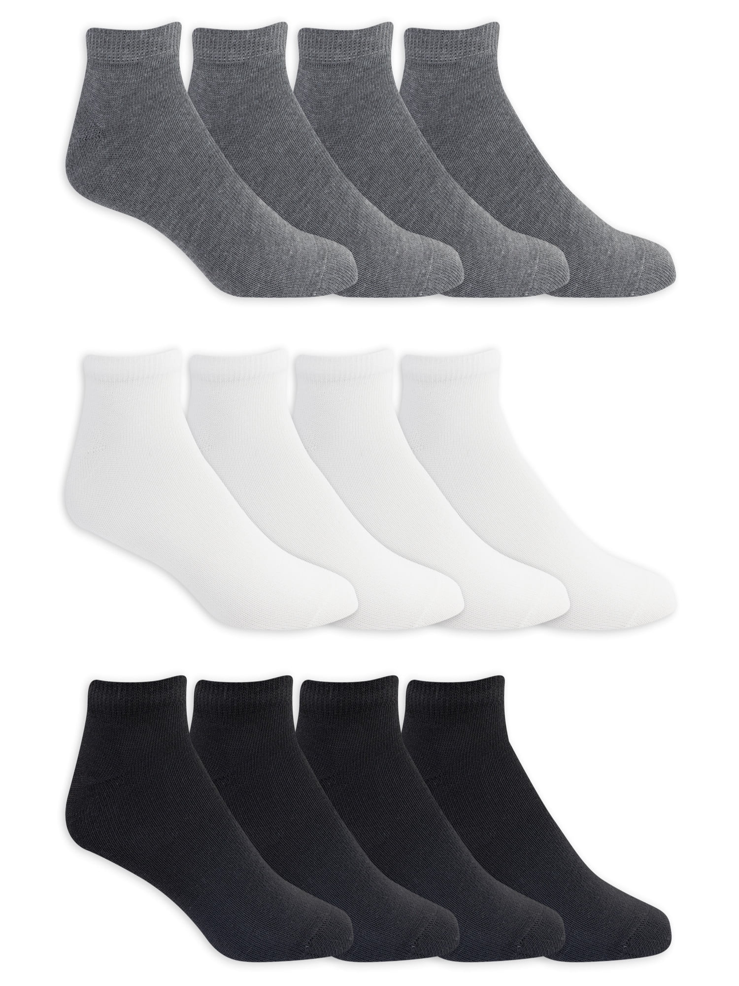 Athletic Works Men's Lightweight Low Cut Socks, 12-Pack, Moisture-Wicking, Lightweight Fabric, Fits Shoe Sizes 12-15