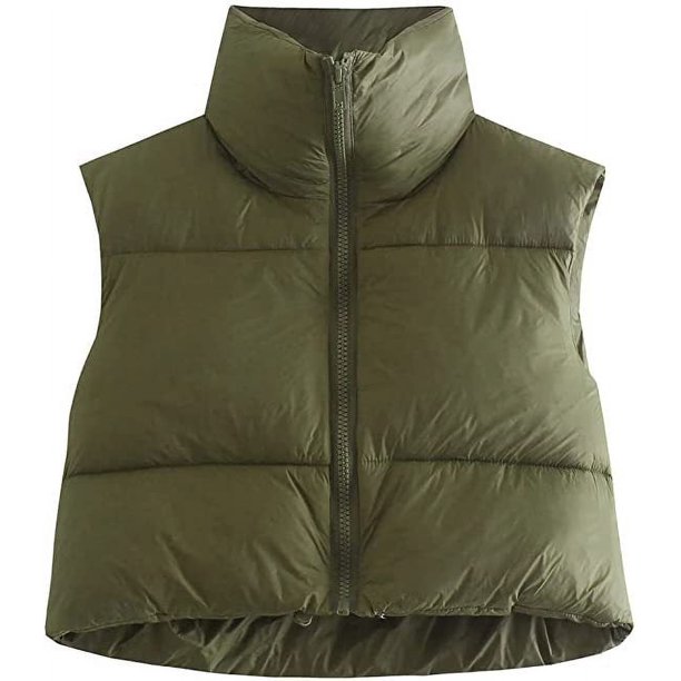 Chaleco de algodón para mujer, chaleco de invierno con cuello alto, chaleco de algodón grueso, chaleco de pan sin mangas para mujer