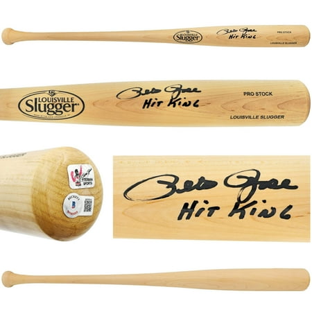 Pete Rose Autographed Blonde Louisville Slugger Pro Stock Baseball Bat Cincinnati Reds "Hit King" Beckett BAS Witness Stock #228105