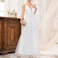 thumbnail image 4 of Aqestyerly Robe de Mariée Sans Manches Unie pour Femmes avec Dentelle, Design Col en V, Parfaite pour les Grandes Occasions, 4 of 6