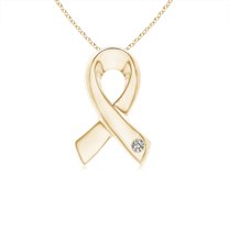 ANGARA Natural Gypsy-Set Diamond Ribbon Pendant in 14K Yellow Gold for Women (Size-2.45mm| Color-K| Clarity-I3) | April Birthstone, Anniversary, Jewelry Gift for Women | Natural Diamond Necklace