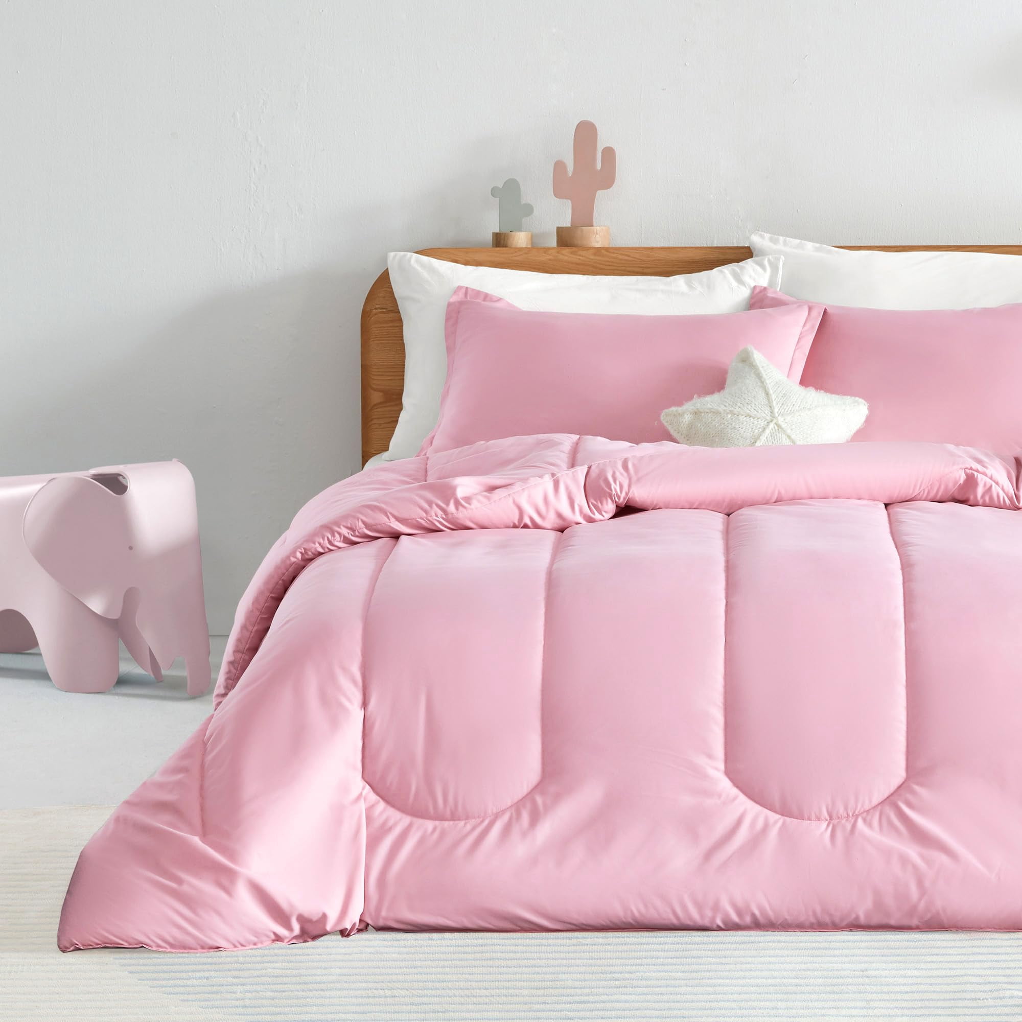 Sleep Zone Kids Bedding Comforter Set Full/Queen Size - Super Soft & Cute Printed 3-Piece Comforter Set All Seasons for Boys, Girls, Fade Resistant, Machine Washable, Ballet Pink