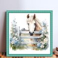 thumbnail image 3 of (1) Hilo Algodón Ecológico Bordado 11CT 3 Hebras Impresión Kit Serie Punto Cruz Flores Y Caballos 50x50cm, 3 of 9