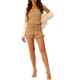 thumbnail image 2 of INSPIRE CHIC Women's Pajama Sets 2 Piece Cami Tops and Shorts Sleepwears Loungewear S Light Brown, 2 of 5