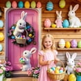 thumbnail image 4 of Ksruee Easter Banners 90x180cm Waterproof Bunny Backdrop Front Door Sign Happy Easter Banner for Office Classroom Farmhouse Porch Entryway Yard Garden Spring Holiday Party, 4 of 6
