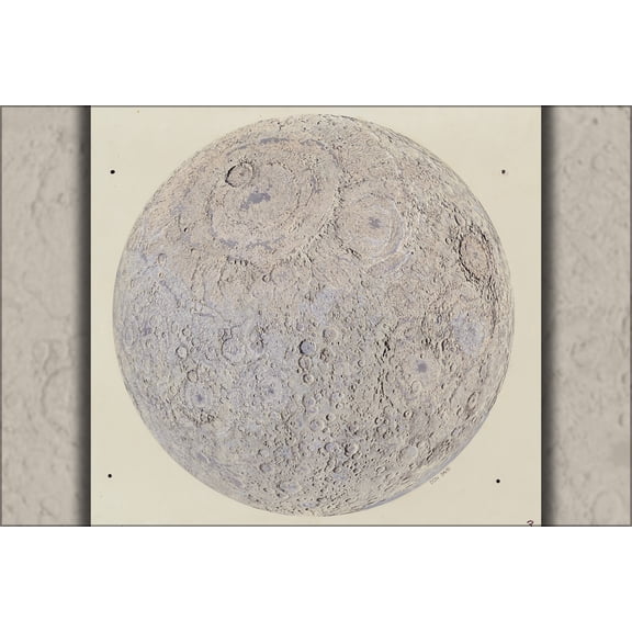 24"x36" Gallery Poster, map of Moon 4 billion years ago 1971