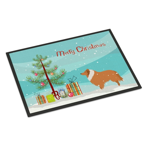 Carolines Treasures BB2934JMAT Collie Dog Merry Christmas Tree Indoor or Outdoor Mat, 24 x 36