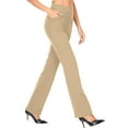thumbnail image 6 of Wide Leg Pants for Women, Yoga Pants with Pockets High Waist Casual Straight Dress Pants Petite/Tall/Regular Beige L, 6 of 7