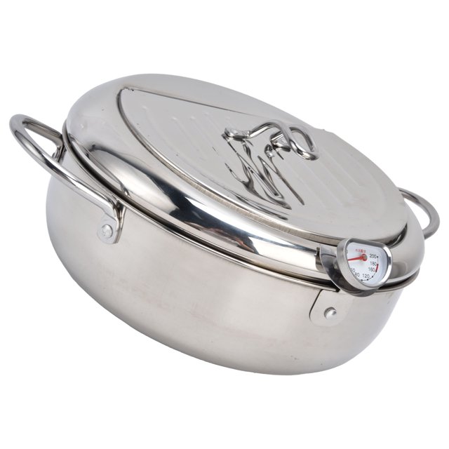 Mini Casserole à Friture Profonde 3,2 L Friteuse en Acier Inoxydable avec pour Contrôle Précis de la Température 9,4 Po, 41,3 Oz
