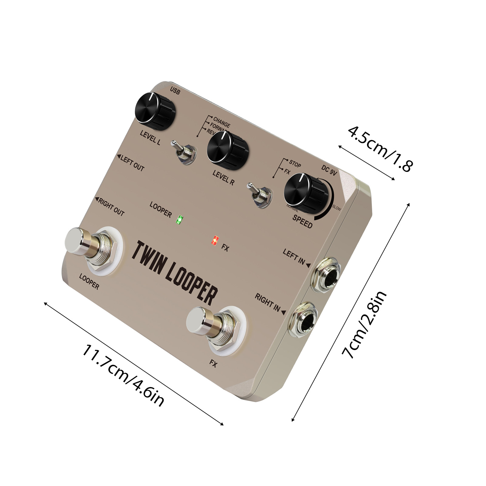 Rowin Guitar Looper Pedal With 2 Footswitch 11 Playback Types 10-Minute Recording 24-Bit Sampling Zinc Alloy Guitar Loop Station Pedal For Electric Guitar Effects