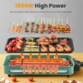 thumbnail image 4 of 1500W Electric Indoor Grill,2 in 1 Portable Smokeless Indoor Raclette Table Grill,Korean BBQ Grill for Kitchen with Grill Net & Non-Stick Cooking Removable Plate 5 Temperature Control,Dishwasher Safe, 4 of 9
