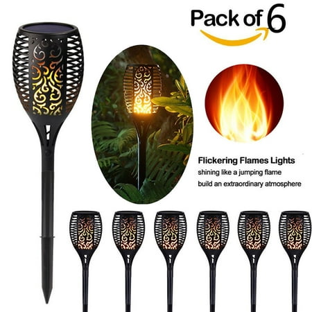 (2~10 Pack) 96 LED Solar Power Path Torch Light Dancing Flame Lighting Flickering Yard Lamp Dusk to Dawn Auto On/Off Security Torch Light for Garden Patio Deck Yard (Best Led Torch Light In India)