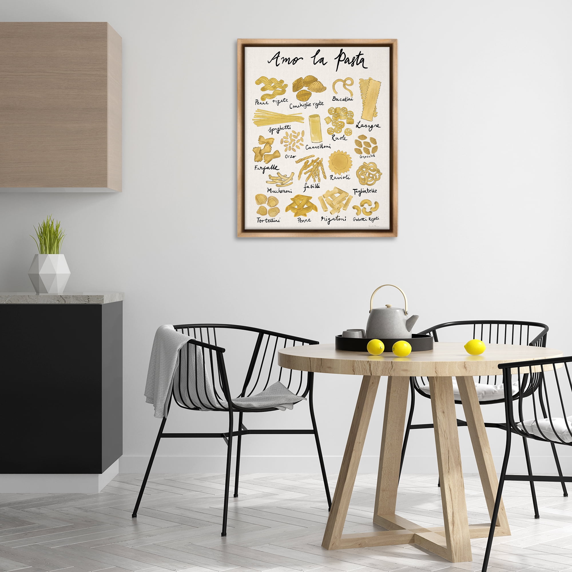 Stupell Industries Amor La Pasta Chart Food & Beverage Painting Brown Floater Framed Art Print Wall Art, 25 x 31
