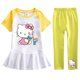 thumbnail image 3 of Ropa para niños de Hello Kitty, vestido de manga corta de algodón, pantalones, traje para niñas, falda de princesa de dibujos animados a la moda + Pantalones de dos piezas, 3 of 5