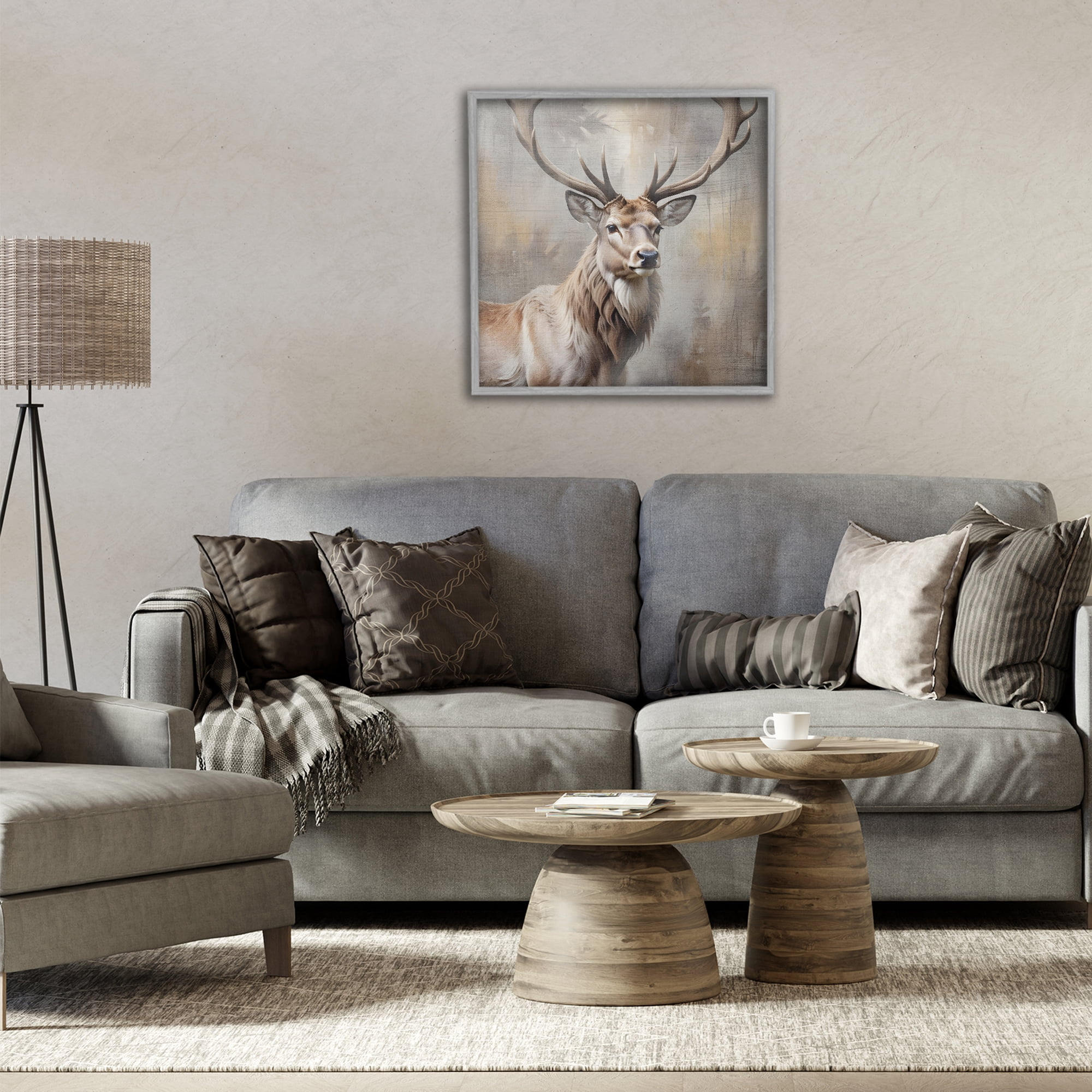 Stupell Industries Rustic Stag with Majestic Glance Gray Framed Giclee Art, design by Susan Arnot