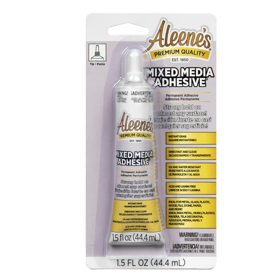 Aleene's Mixed Media Adhesive 1.5 fl oz, Clear, Permanent, Multi-Surface Glue