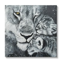 Stupell Industries Loving Baby Tigers Cuddling Mother Monochrome Portrait , 30 x 30, Design by Britt Hallowell