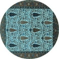 thumbnail image 1 of Ahgly Company Indoor Round Oriental Light Blue Industrial Area Rugs, 5' Round, 1 of 4