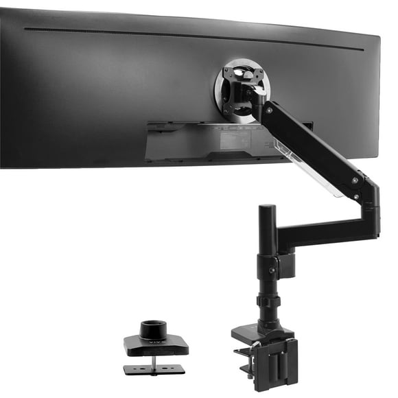 VIVO Premium Aluminum Tall Extended Monitor Arm for Ultrawide Monitors up to 49 inches and 33 lbs Single Desk Mount Stand Pneumatic Height Adjusting Max VESA 100x100 Black STAND-V101GT