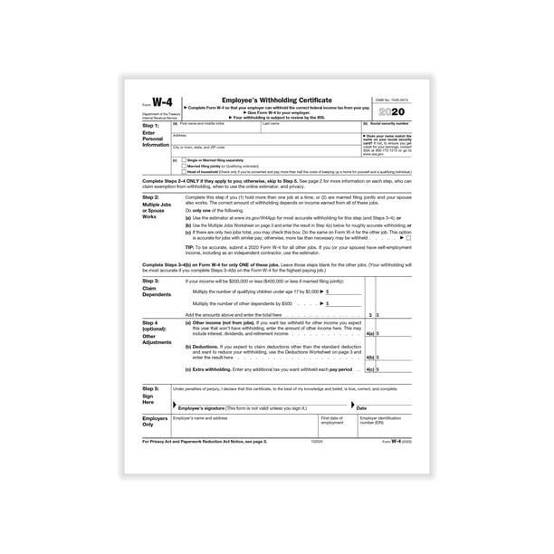 ComplyRight 2020 W4 Tax Form White 50/Pack (A1393)