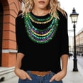 thumbnail image 2 of Arlun Funny Mardi Gras T-Shirts for Women Carnival Print Crew Neck 3/4 Sleeve Tops Soft Comfortable Loose New Party Lightweight Blouses 2026 Spring Fashion Outfits 1-Black S, 2 of 4