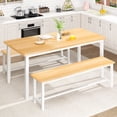 thumbnail image 3 of AWQM Kitchen Table Set with 2 Benches 4 Person Dining Room Table Set for Home Kitchen, Dining Room, Restaurant, Space Saving, Beige, 3 of 6