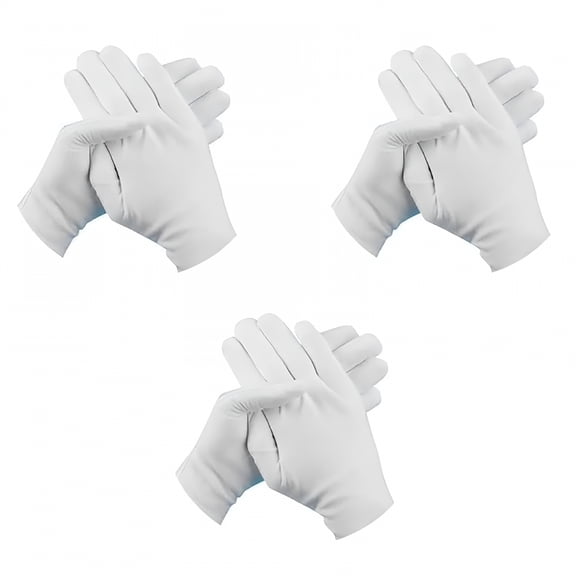 GJX 3Pairs White Cotton Gloves for Dry Hands Spa Moisturizing-Work Glove Liners for Serving,Costume Jewelry Inspection,Durable Portable Sleeping Gloves for Men and Women