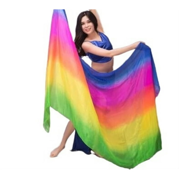 Rainbow Gradent Women Belly Dance Silk Veil Belly Dance Accessories 250 cm 270 cm