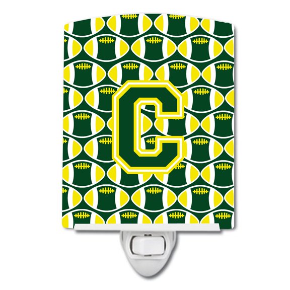 Letter C Football Green and Yellow Ceramic Night Light