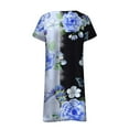 thumbnail image 5 of CENGNIAN Womens Plus Size Sun Dress on V-Neck Casual Temperament Pullover Short Sleeve Print Loose Dress, 5 of 5