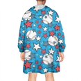 thumbnail image 2 of Blue Stars and Baseballs Pattern Wearable Oversized Blanket,Wearable Blanket Hoodie for Adults,Cozy Hooded Blankets with Super Pockets,Super Warm Fuzzy Pullover for Women & Men, 2 of 6