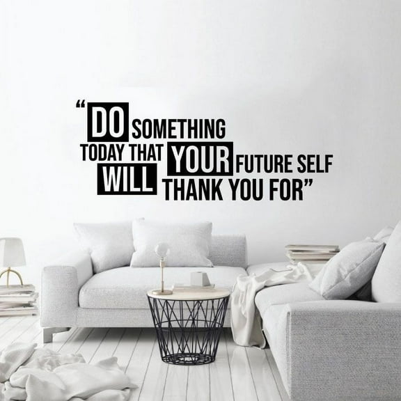 Future Self Thank You For Quote Fitness Workout Success Motivation Quotes Wall Decals Healthy Lifestyle for Girls Boys Gym Home Sports Room Decor Vinyl Wall Art Stickers Decoration Size (20x40 inch)