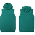 thumbnail image 3 of Dagegui Men's Workout Hoodies Summer Athletic Training Tank Tops Sleeveless Gym Bodybuilding Hooded T-Shirts Solid Color Muscle Tanks Green L, 3 of 3