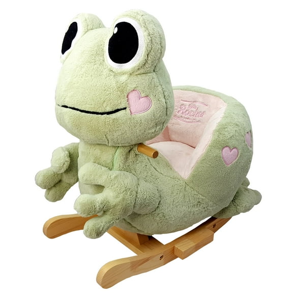 Gerardo's Toys: Little Rockers - Frog - Wooden Plush Ride-On Rocking Animal Toy, Plays Music, Removable Soft Fabric Cover, Toddler & Kids Ages 24mo 