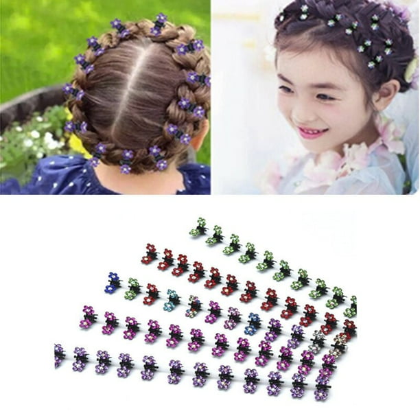 12pcs/pack Crystal Rhinestone Flower Hair Claw Hairpins Hair Styling Accessories Ornaments Lovely Hairgrip for Kids GirlLight Purple He Qiyong unisex