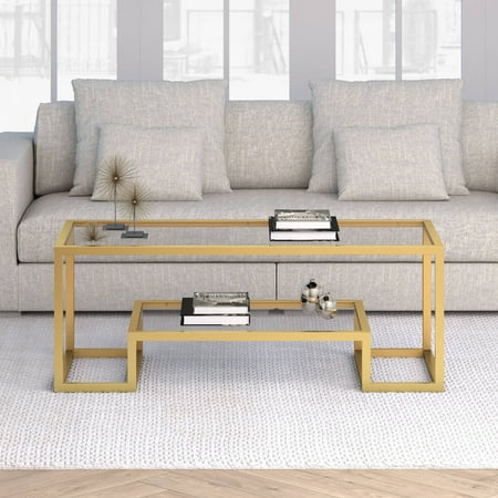 Gold Antique Coffee Table - Athena Geometric Glam Coffee Table in Gold